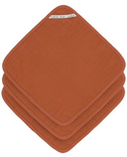 Муселинови кърпи Lassig - Cozy Care, 30 х 30 cm, 3 броя, оранжеви - 1