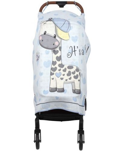 Муселиново покривало за детска количка с 3D принт Sevi Baby - Жираф - 1
