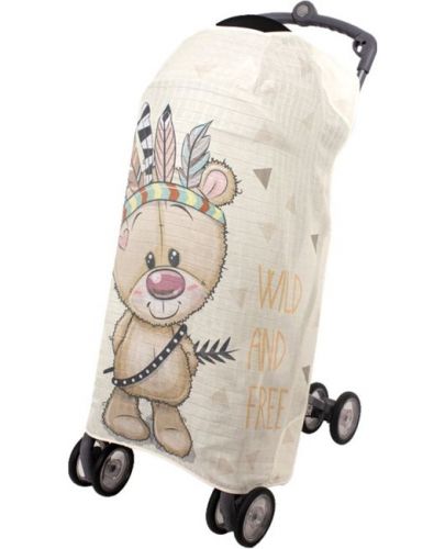 Муселиново покривало за детска количка с 3D принт Sevi Baby - Мече - 2