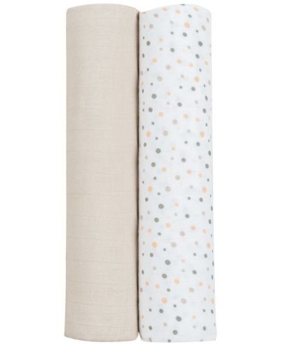Муселинови кърпи KikkaBoo - Dots Beige, 80 х 80 cm, 2 броя - 1