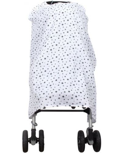 Муселиново покритие за детска количка Sevi Baby - Сиви звезди - 1