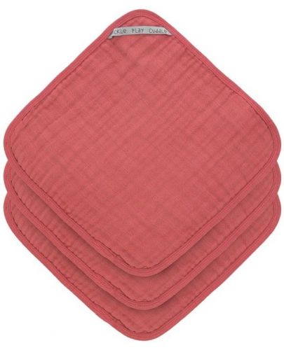 Муселинови кърпи Lassig - Cozy Care, 30 х 30 cm, 3 броя, тъмнорозови - 1