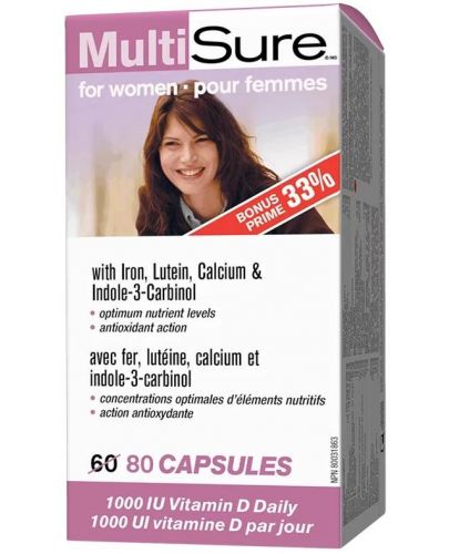 Multi Sure Мултивитамини за жени, 80 капсули, Webber Naturals - 1