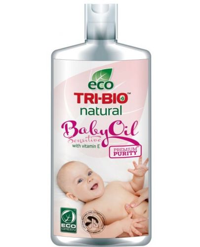 Натурално бебешко олио Tri-Bio - С витамин Е, за чувствителна кожа, 200 ml - 1