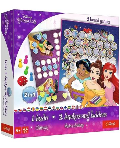 Настолна игра 2 в 1 Disney Princess (Ludo/Snakes and Ladders) - детска - 1