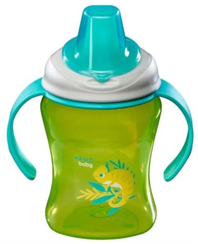 Неразливаща се чаша с подвижни дръжки Vital Baby - Зелена, 260 ml - 1
