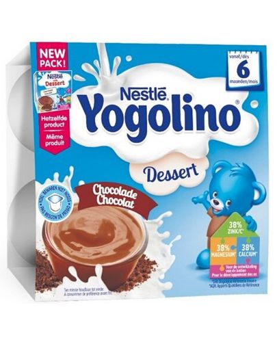 Млечен десерт Nestle Yogolino - Шоколад, 4 броя, 100 g - 1