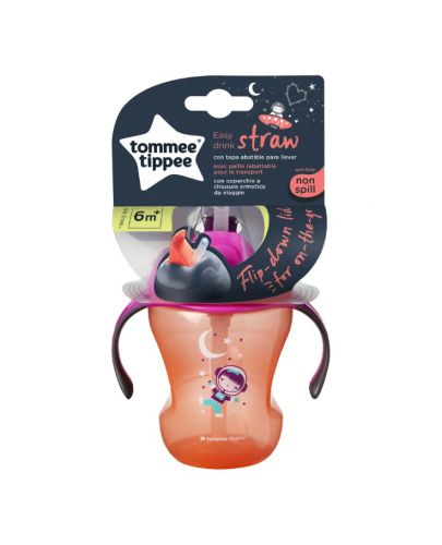 Неразливаща се чаша със сламка Tommee Tippee - 230 ml, над 6 месеца Розова - 2