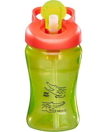 Неразливащо се шише със сламка Vital Baby - 12+ месеца, 340 ml, зелено - 1