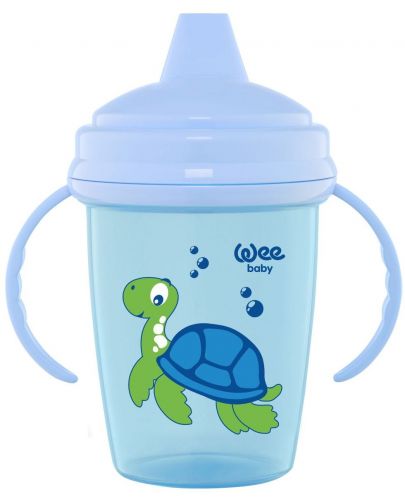 Неразливаща чаша с дръжки Wee Baby - Enjoy, синя, 240 ml - 1