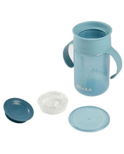 Неразливаща чаша Beaba - 360°, синя, 340 ml - 3