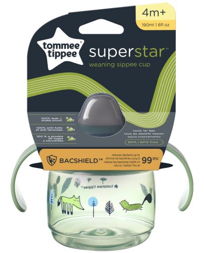 Неразливаща чаша Tommee Tippee - Superstar, 190 ml, зелена - 4