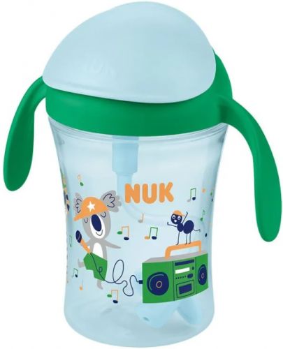 Неразливаща чаша със сламка NUK - Motion Cup, 230 ml, зелена - 1