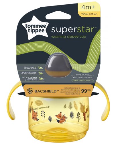 Неразливаща чаша Tommee Tippee - Superstar, 190 ml, жълта - 4