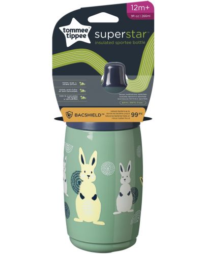 Неразливаща термочаша със спортен накрайник Tommee Tippee - Superstar, 266 ml, зелена - 4