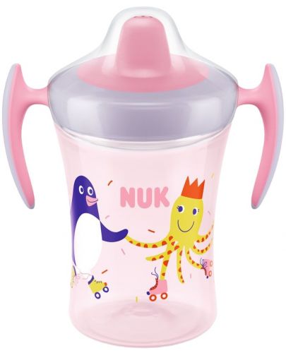 Неразливаща се чаша с мек накрайник NUK Evolution - Trainer Cup, 230 ml, розова - 1