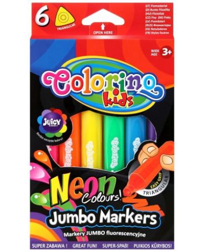 Неонови маркери Colorino Kids - Jumbo, 6 цвята  - 1