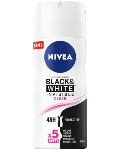 Nivea Спрей дезодорант Black & White, Invisible Clear, 100 ml - 1