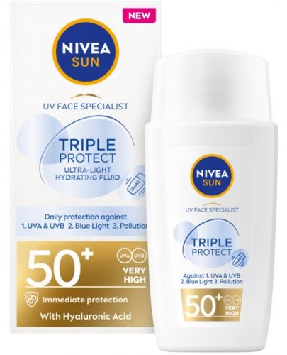 Nivea Sun Флуид за лице Triple Protect, SPF 50+, 40 ml - 1