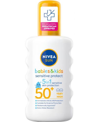 Nivea Sun Детски спрей Sensitive, SPF 50, 200 ml - 1