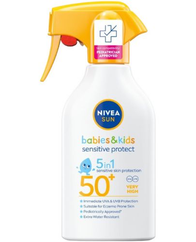 Nivea Sun Детски спрей помпа Sensitive, SPF 50, 270 ml - 1