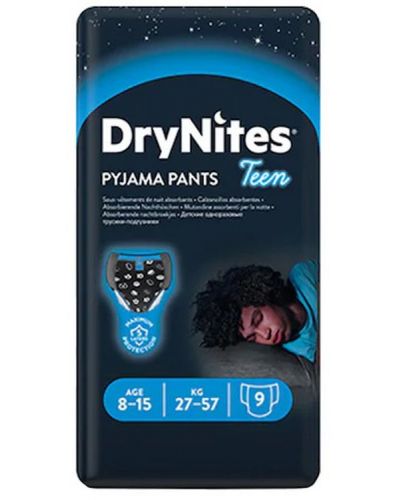 Нощни пелени гащи Huggies Drynites - За момче, 8-15 години, 27-57 kg, 9 броя  - 1