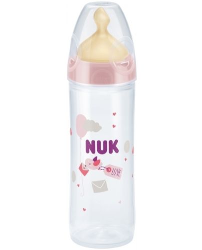 NUK New Classic РР шише 250мл с каучуков биберон за хранене FC+ 6+ месеца - розово - 1