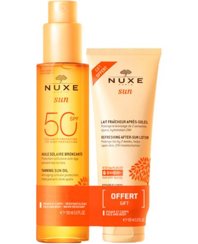 Nuxe Sun Комплект - Олио за тен, SPF50 + Лосион за след слънце, 150 + 100 ml (Лимитирано) - 1