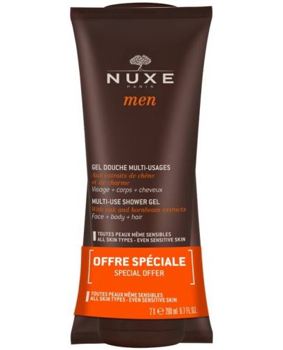Nuxe Men Комплект - Душ гел за лице, коса и тяло, 2 х 200 ml (Лимитирано) - 1
