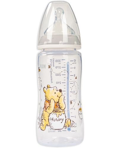 Шише Nuk First Choice - Disney, TC, със силиконов биберон, 300 ml, Бежово/Мечо Пух с мед - 1