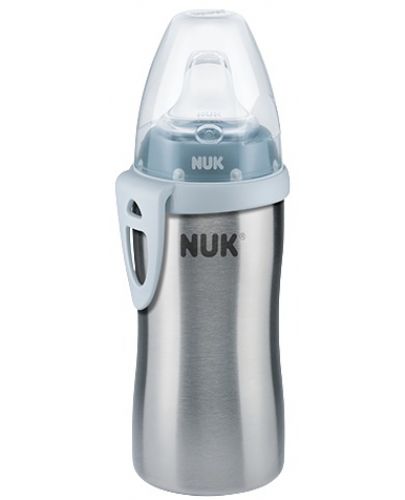 Шише със силиконов накрайник Nuk - Active Cup, с термоефект, 215 ml, синьо - 1