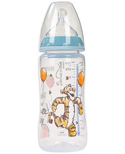 Шише Nuk First Choice - Disney, TC, със силиконов биберон, 300 ml, Синьо/Йори с балон - 1