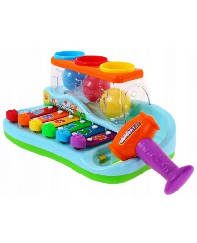 Образователна играчка Hola Toys - Ксилофон с топки и чукче - 1