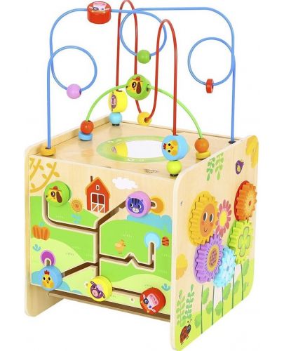 Образователна играчка Tooky toy - Голям дидактически куб, ферма - 1