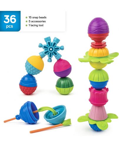 Образователна играчка Lalaboom - Baby Pop Beads, 36 части - 8