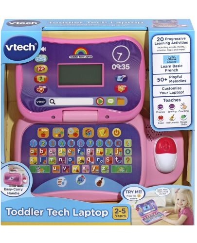 Образователна играчка Vtech - Лаптоп, розов - 1