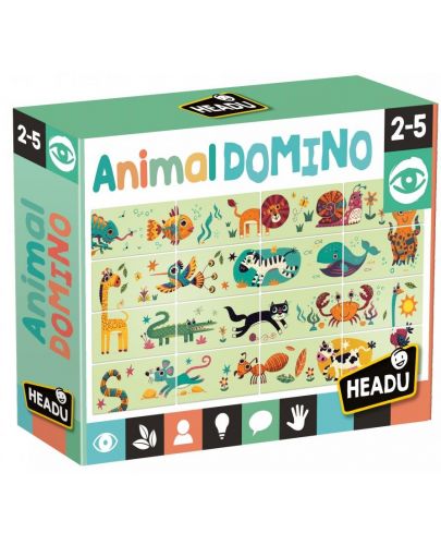 Образователна игра Headu - Домино с животни - 1