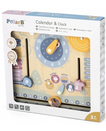 Образователна игра Viga - Календар с часовник, PolarB - 1