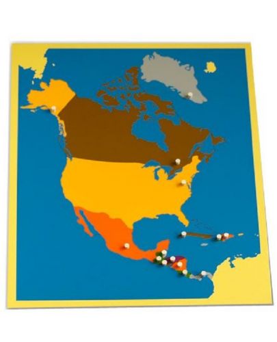 Образователен Монтесори пъзел Smart Baby - Карта на Северна Америка, 23 части - 1