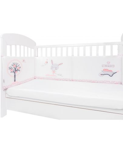 Обиколник за бебешко легло Kikka Boo - с дунапрен, 210 cm, Pink Bunny  - 1