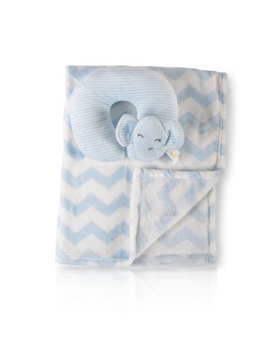 Одеяло с възглавница Cangaroo - Sammy, 90 x 75 cm, синьо - 2