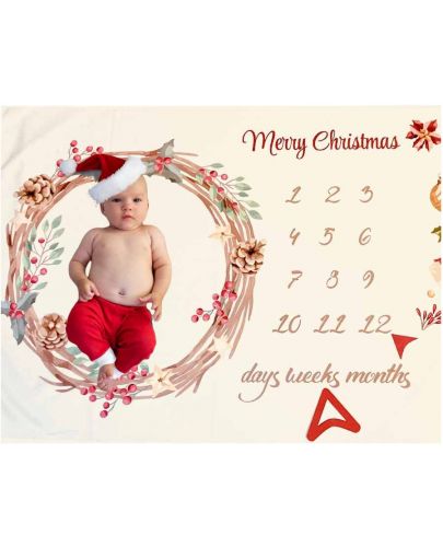 Одеялo за снимки Milestone - Merry Christmas, 75 х 100 cm  - 2