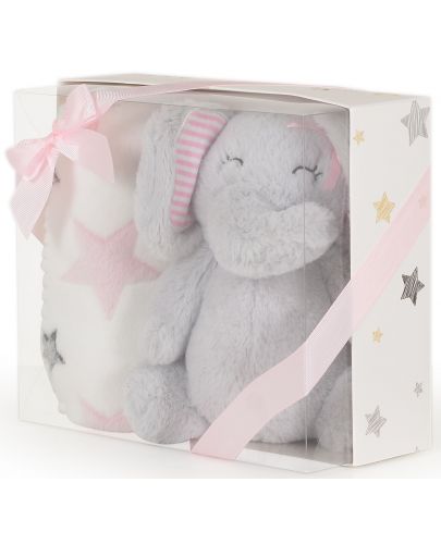 Одеяло с играчка Cangaroo -Elephant, pink, 90 x 75 cm  - 3
