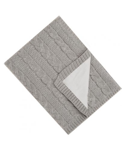 Бебешко плетено одеяло с памучна подплата EKO - Сиво - 1