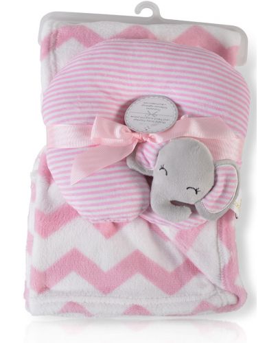Одеяло с възглавница Cangaroo - Sammy, 90 x 75 cm, розово - 1