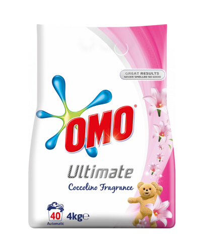 Omo Прах за деликатно пране Ultimate Coccolino, 40 изпирания, 4kg с грижа за цветовете и тъканите - 1