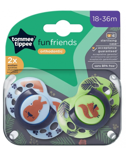 Ортодонтични залъгалки Tommee Tippee - Fun Friends, 18-36 м, 2 броя, Заек/Катерица - 6