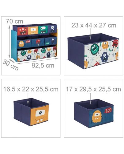 Органайзер-етажерка за играчки и книжки Ginger Home - Monster, с 9 кутии - 6