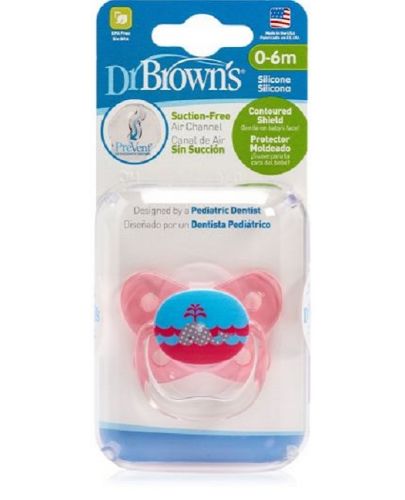 Ортодонтска залъгалка Dr. Brown's - PreVent, 0-6 m, розова - 3