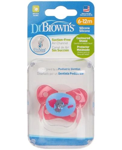 Ортодонтска залъгалка Dr. Brown`s - PreVent, 6m+, розова - 3